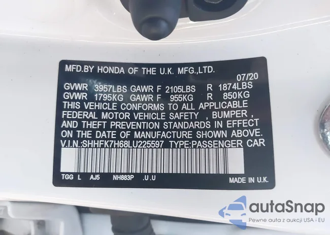 SHHFK7H68LU225597: 40840427