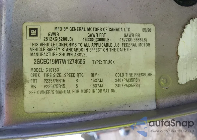 2GCEC19M7W1274656: 40841473