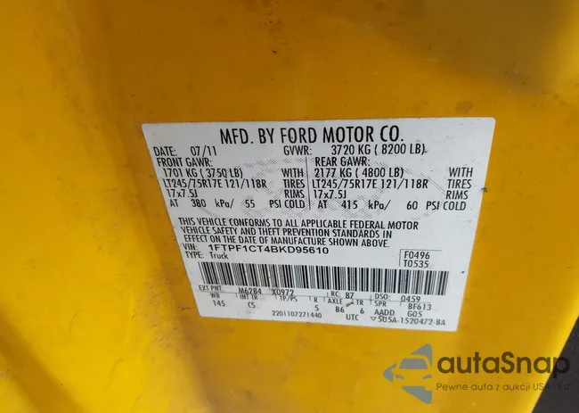 1FTPF1CT4BKD95610: 40842725