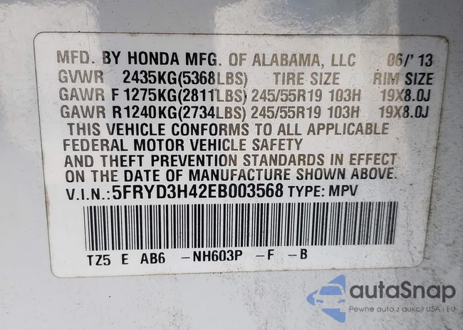 5FRYD3H42EB003568: 40846453