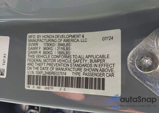 19XFL2H80RE037514: 40848185