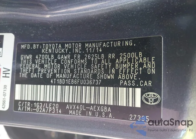 4T1BD1EB6FU036737: 40848685