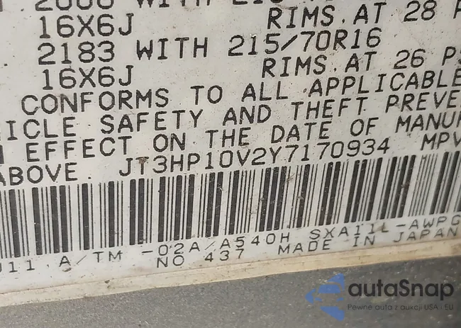 JT3HP10V2Y7170934: 40850401