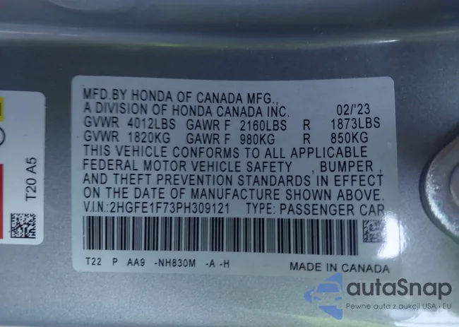 2HGFE1F73PH309121: 40853467