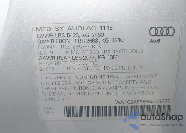 WA1C2AFP8HA078575: 40857076