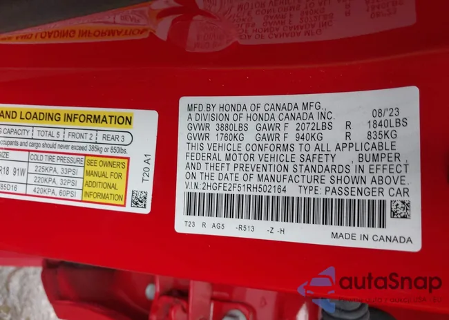 2HGFE2F51RH502164: 40863027