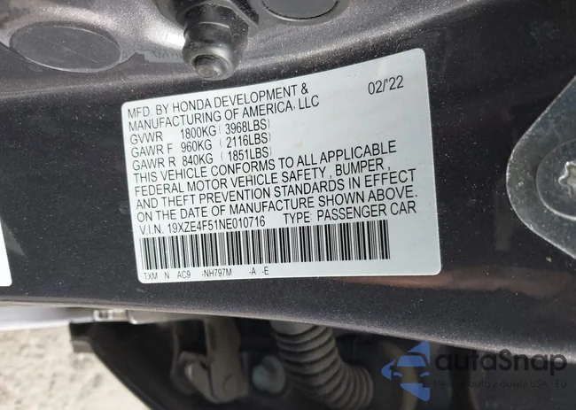 19XZE4F51NE010716: 40863045