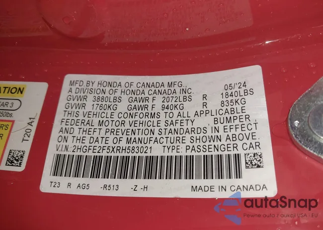 2HGFE2F5XRH583021: 40864281