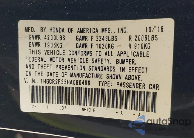 1HGCR2F35HA080466: 40875102