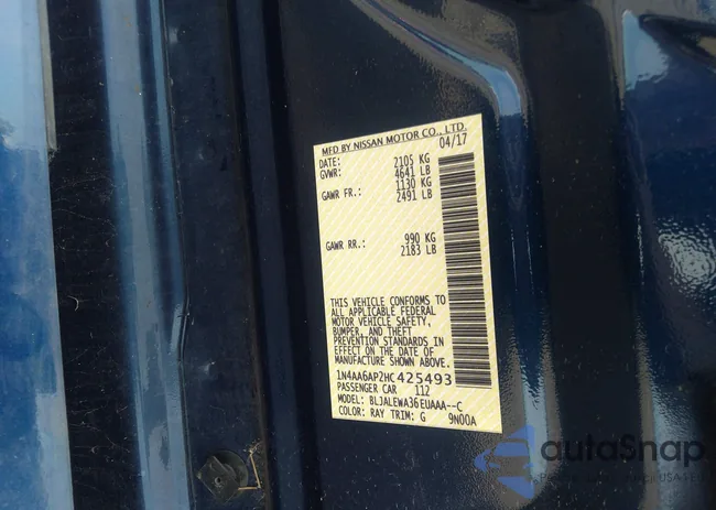 1N4AA6AP2HC425493: 40876653