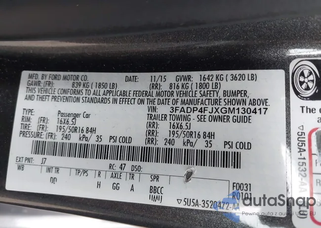 3FADP4FJXGM130417: 40877846