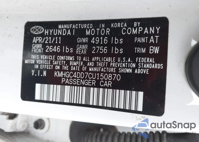 KMHGC4DD7CU150870: 40881571