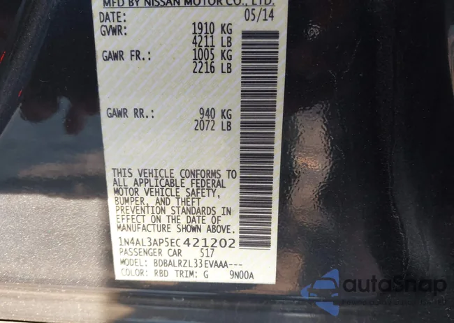 1N4AL3AP5EC421202: 40882758