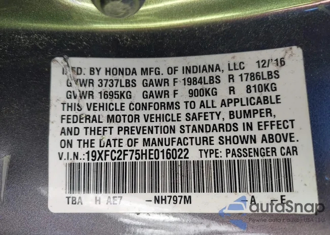 19XFC2F75HE016022: 40885954