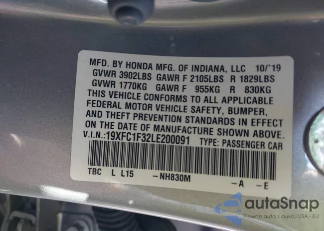 19XFC1F32LE200091: 40886646