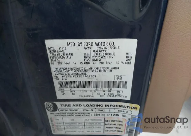 1FTFW1ET2EFA27903: 40887841