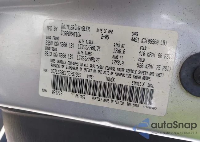 3D7LS38C15G791333: 40892553