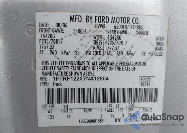 1FTRF122X7NA12504: 40893727