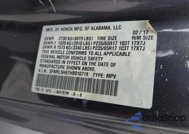 5FNRL5H67HB010719: 40895553