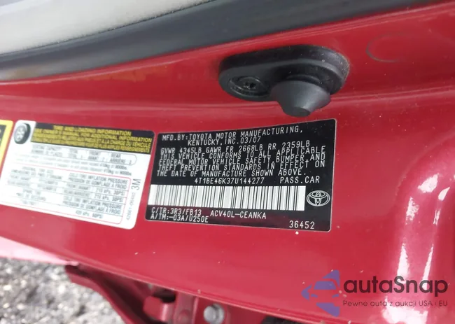 4T1BE46K37U144277: 40898123