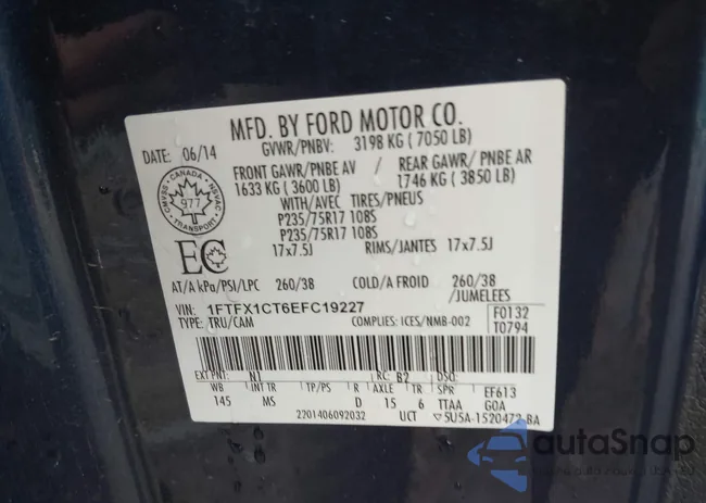 1FTFX1CT6EFC19227: 40901249