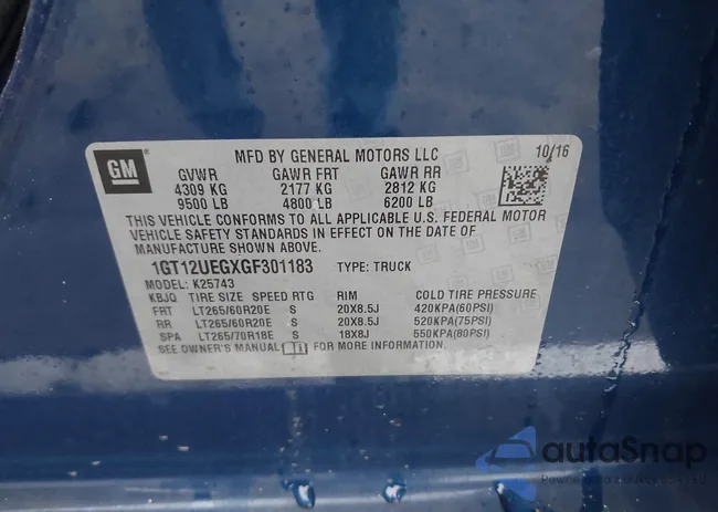 1GT12UEGXGF301183: 40907146