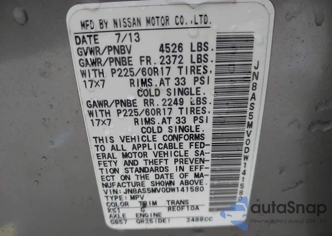 JN8AS5MV0DW141580: 40906689