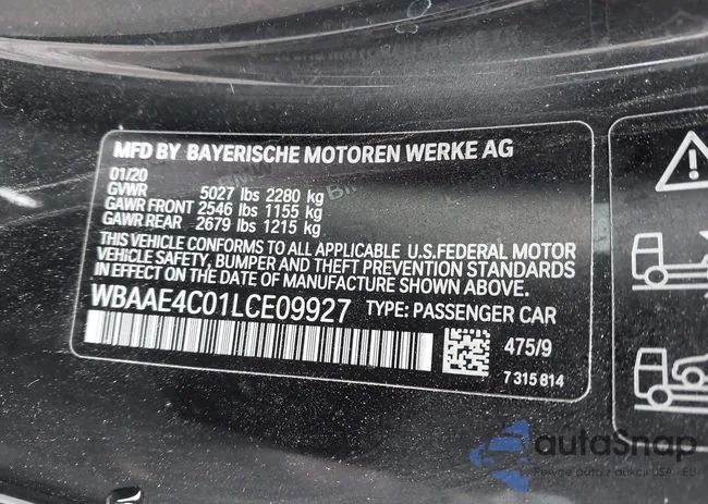 WBAAE4C01LCE09927: 41908717