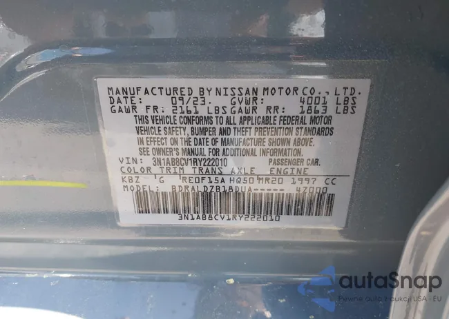 3N1AB8CV1RY222010: 41909004