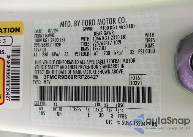 3FMCR9B69RRF28427: 41911161