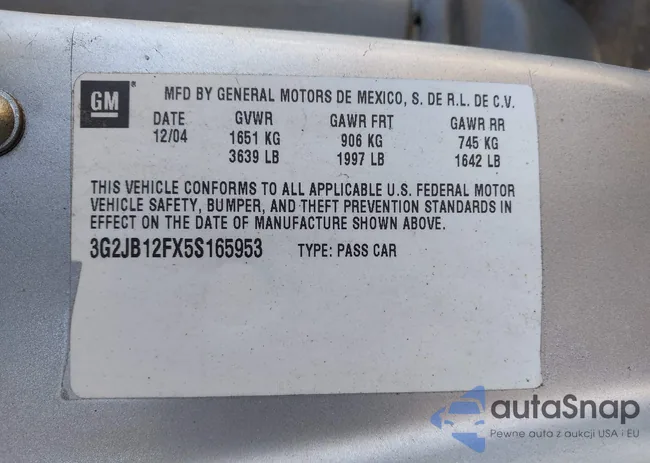 3G2JB12FX5S165953: 41911412