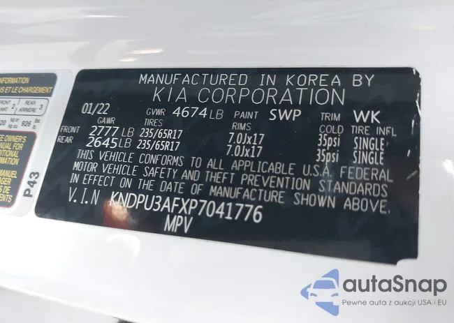 KNDPU3AFXP7041776: 41912108