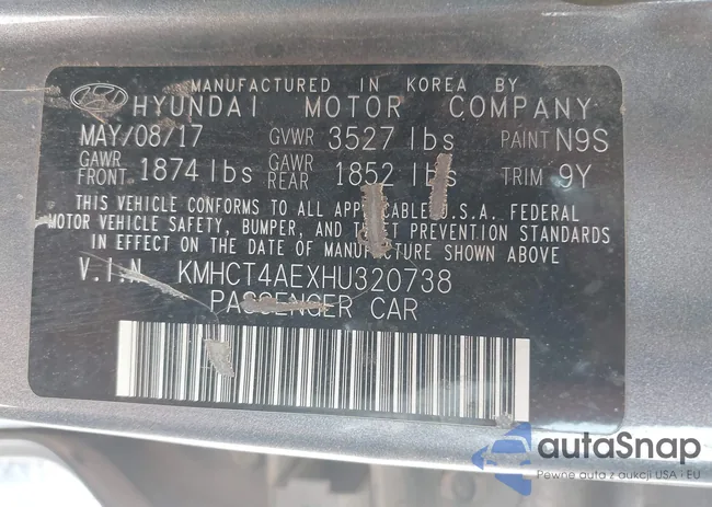 KMHCT4AEXHU320738: 41912189