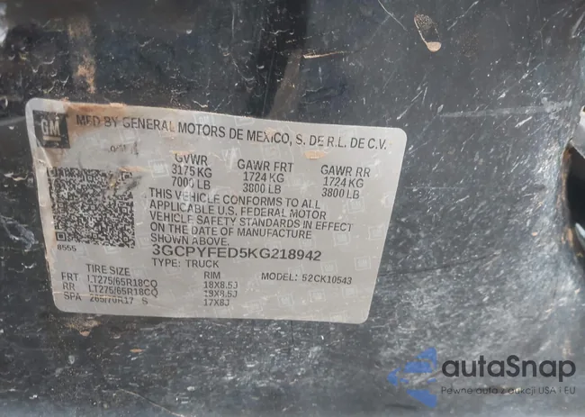 3GCPYFED5KG218942: 41912386