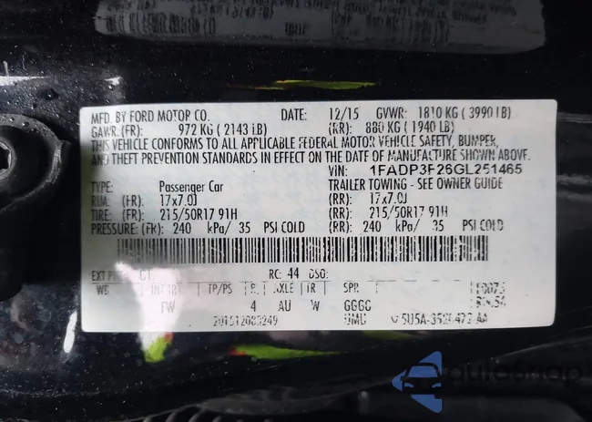 1FADP3F26GL251465: 41912485