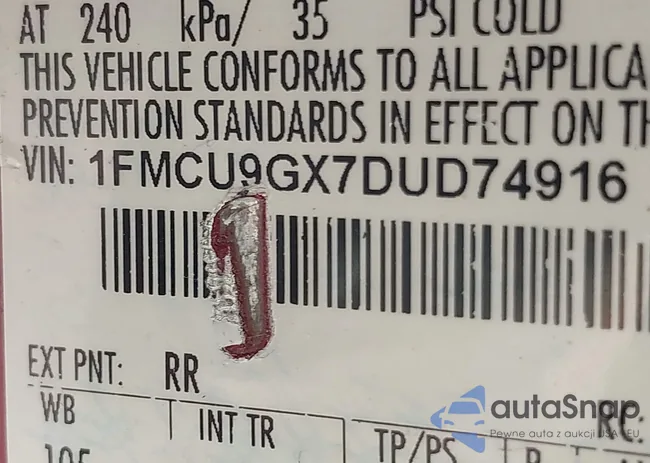 1FMCU9GX7DUD74916: 41911912