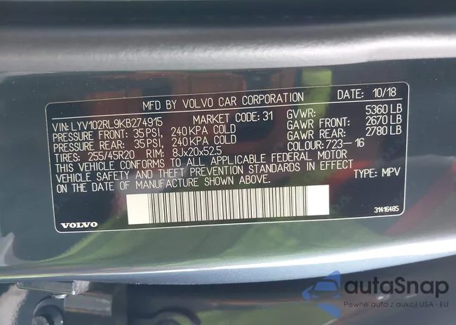 LYV102RL9KB274915: 41913289