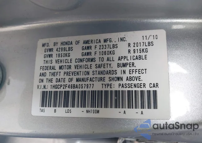 1HGCP2F46BA057977: 41916157