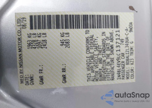 1N4BL4EV9LC137121: 41916185