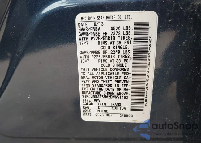 JN8AS5MV2DW651462: 41916295