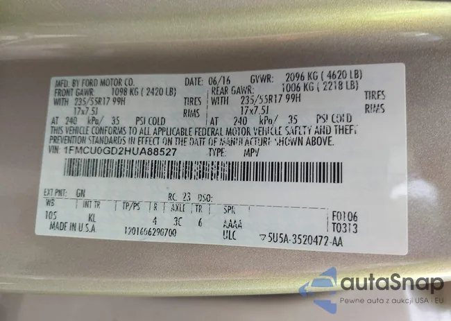 1FMCU0GD2HUA88527: 41917371