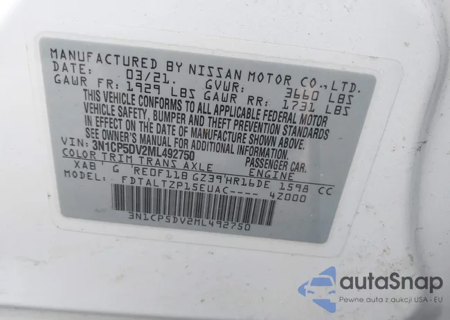 3N1CP5DV2ML492750: 41918321