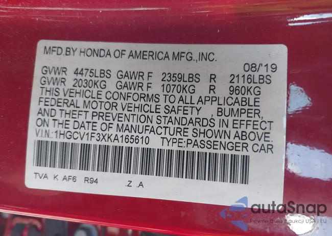 1HGCV1F3XKA165610: 41917857