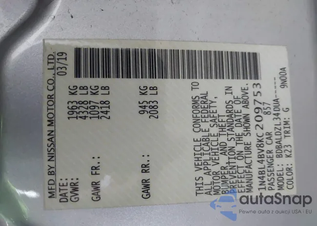 1N4BL4BV8KC209753: 41919088