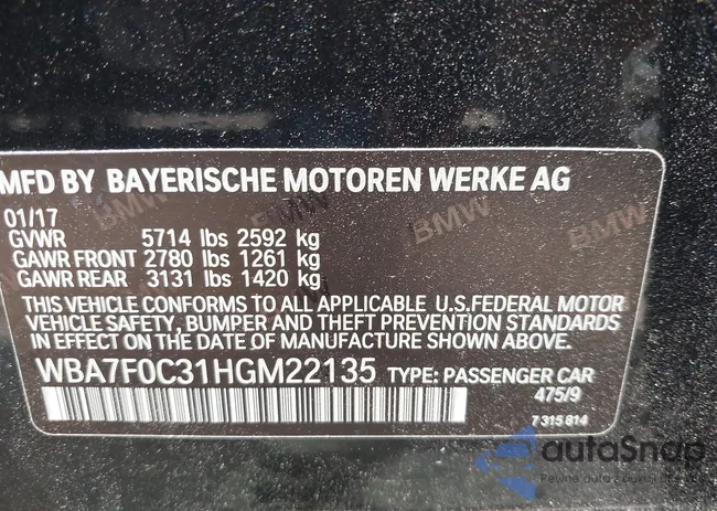 WBA7F0C31HGM22135: 41919264