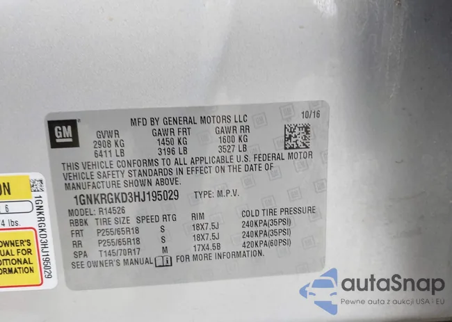 1GNKRGKD3HJ195029: 41919337