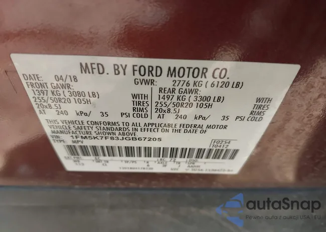 1FM5K7F83JGB67205: 41919626