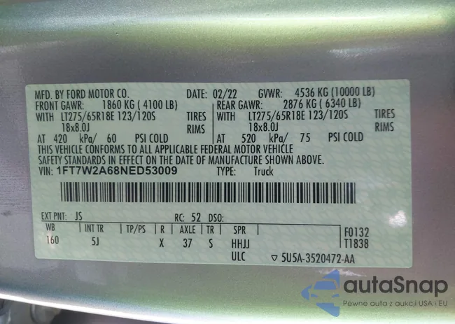 1FT7W2A68NED53009: 41918950