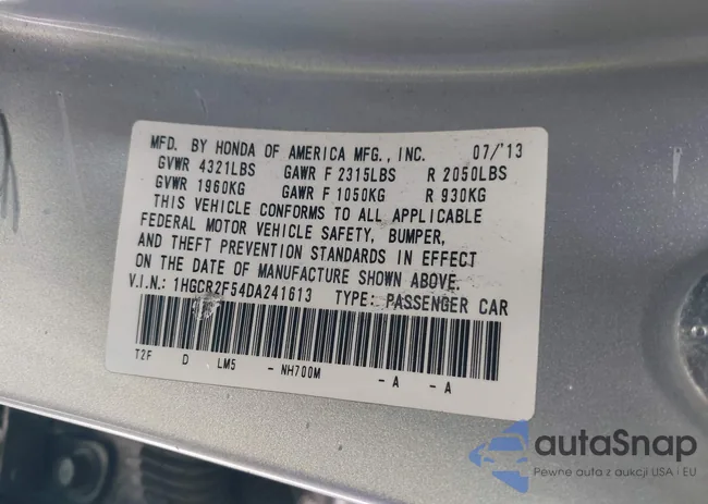 1HGCR2F54DA241613: 41920380