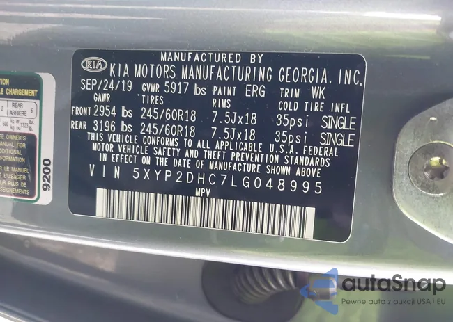 5XYP2DHC7LG048995: 41921321